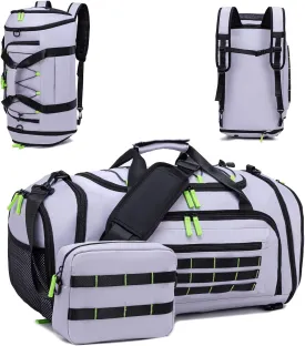 Gym Bags for Men & Women,46L Sports Travel Duffel Bag with Shoe Compartment,Expandable Carry On Weekender Bag for Airplane,Water Resistant Workout Overnight Backpack for Travel Gym,Grey