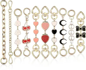 HCEWSBFD 10Pcs Purse Extender Chain Metal Bag Extension Strap Exquisite Purse Replacement Chain with Stylish Charms Lady Bag Making Supplies Golden Purse Accessories for Tote Shoulder Handle Bag