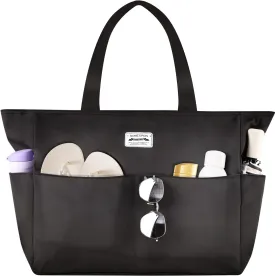 HOMESPON Large Waterproof Beach Bag for Women Sandproof Tote Bag Pool Bag with Zipper and Pockets for Travel Vacation Gym