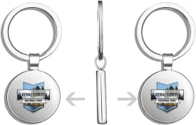 Kenai Fjords National Park Double Sided Stainless Steel Keychain Key Ring Chain Holder Car/Key Finder