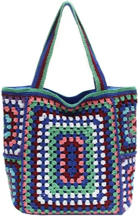 Knitted Shouder Bags for Women Crochet Handbag Colorful Summer Totes Oversized Woven Top Handle Purse