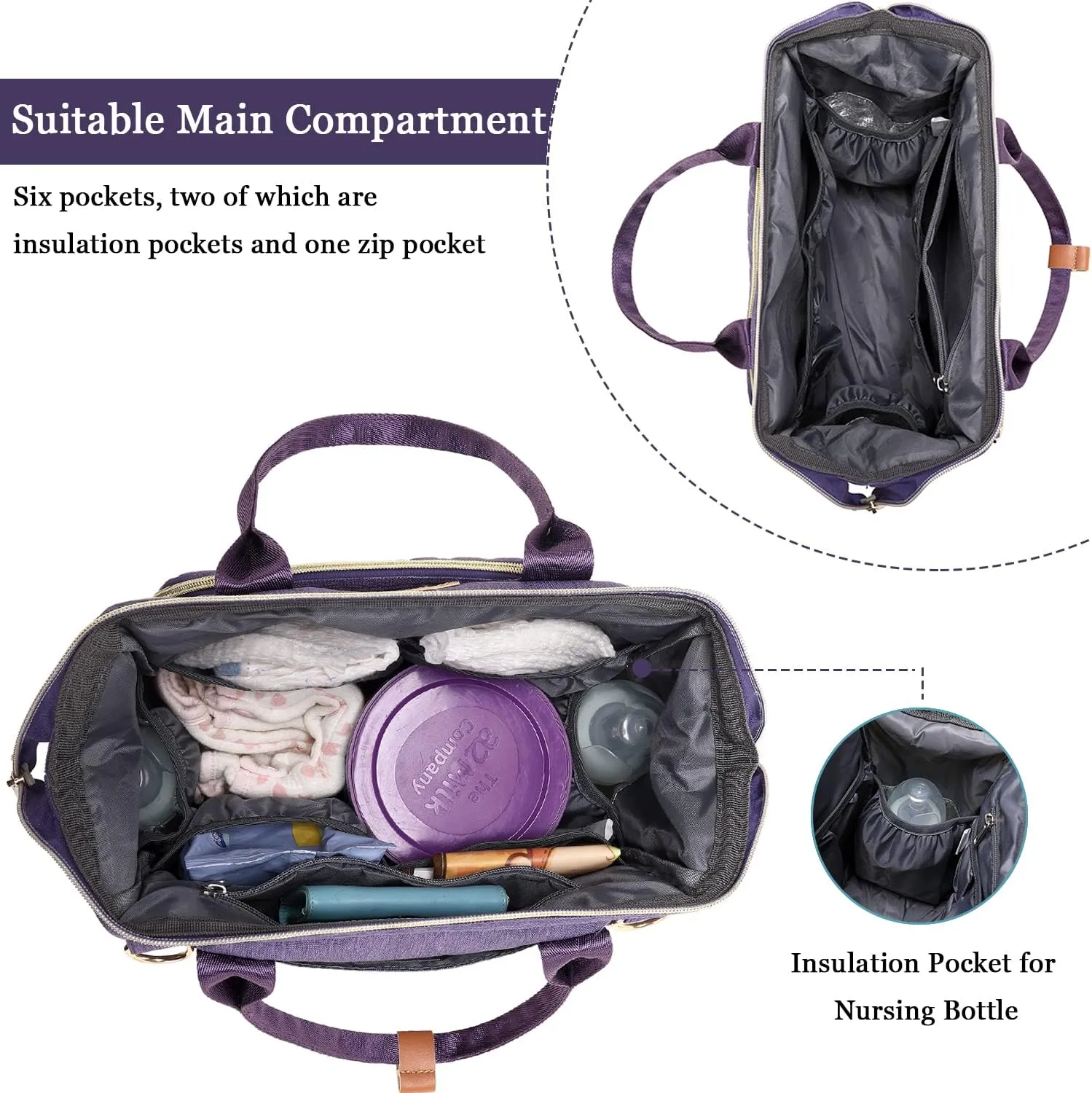 KYALOU Small Diaper Bag, Mini Baby Backpack for Mom, Multi-function Waterproof Travel Tote (Purple)