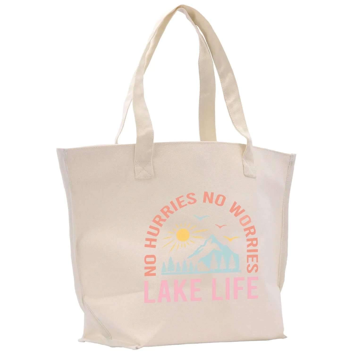 Lake Life Cotton Canvas Hand Bag Large Chic Hand Bag Gift for Her Girls Weekender Bag Weekend Tote Boat Bag Lake Life Gift (LLT1005)