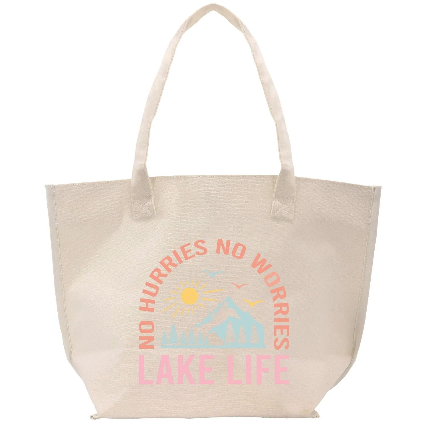 Lake Life Cotton Canvas Hand Bag Large Chic Hand Bag Gift for Her Girls Weekender Bag Weekend Tote Boat Bag Lake Life Gift (LLT1005)