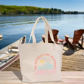 Lake Life Cotton Canvas Hand Bag Large Chic Hand Bag Gift for Her Girls Weekender Bag Weekend Tote Boat Bag Lake Life Gift (LLT1005)