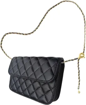 Larswon Chain Belt Bag for Women, Synthetic Leather Belt Purse Chain Purse Mini Belt Bag Goth Fanny Pack