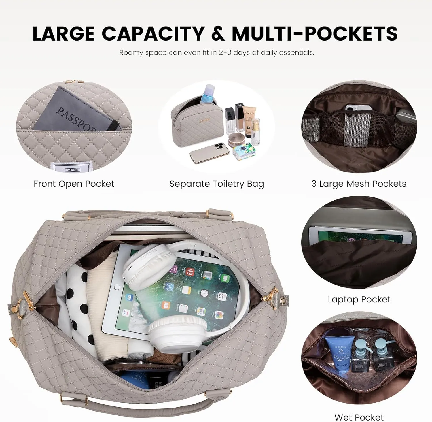 LOVEVOOK Travel Duffle Bag,Weekender Bags for Women with Shoe CompartmentCarry on Overnight Bag with Toiletry Bag,Gym Duffel Bag with Wet Pocket, Hospital Bags for Labor and Delivery