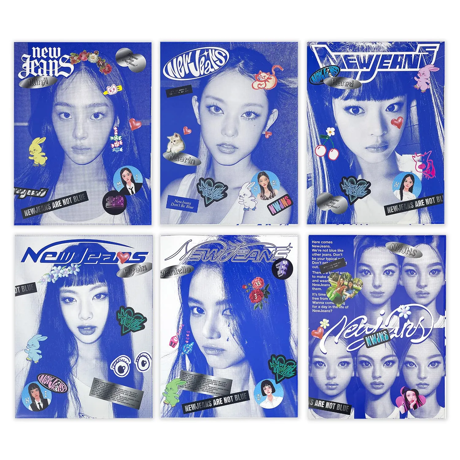 NewJeans - 1st EP New Jeans Blubook Ver - Random Log Book   Pin-Up Book   Phoning Manual Book ID Card   Sticker Pack   Photocards   Mini Poster   3 Extra Photocards