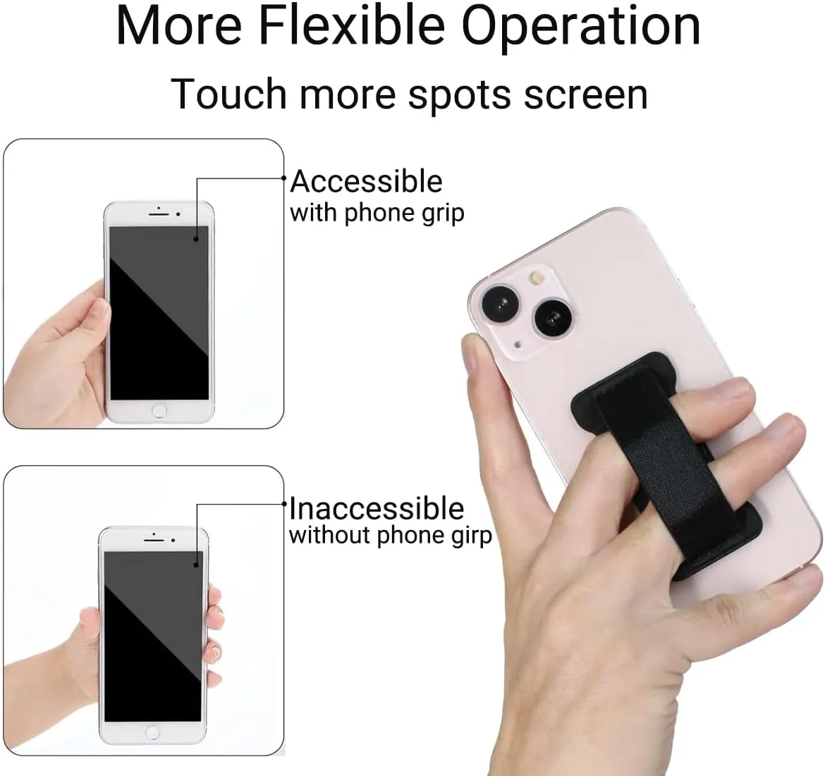 Phone Grip Holder for Hand, Universal Finger Strap Phone Holder, Finger Selfie Grip Compatible with Most Smartphones (Gold) - 2Pack