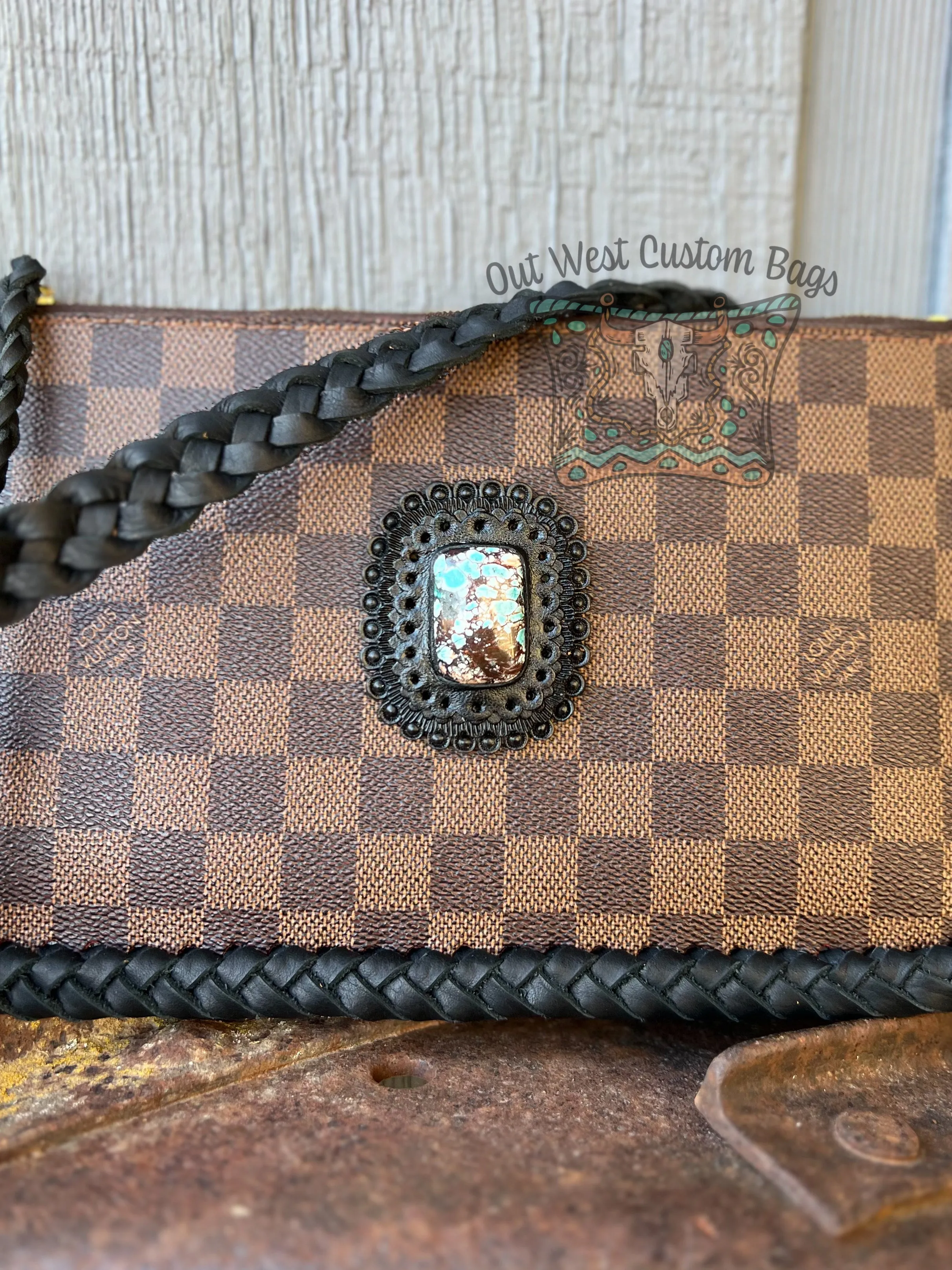 RTS Out West DE Neverfull Pouch Crossbody Black Braid Work