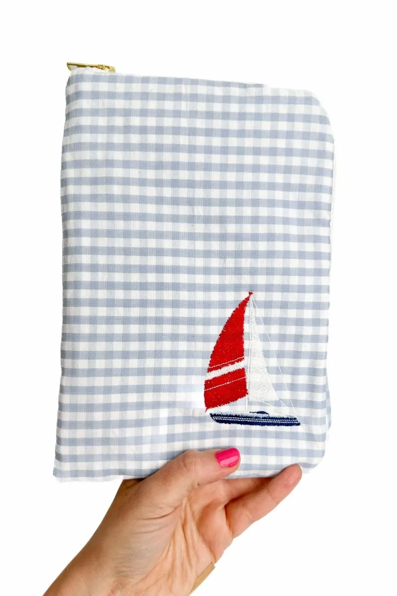 Seersucker "Sailboat" Everyday Travel Diaper Pouch