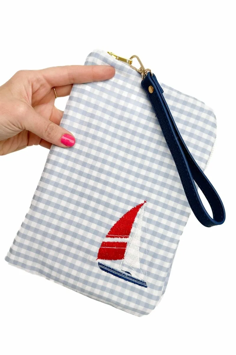 Seersucker "Sailboat" Everyday Travel Diaper Pouch
