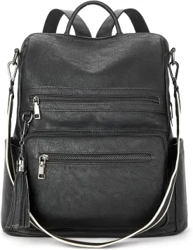 Telena Womens Backpack Purse Vegan Leather Large Travel College Shoulder Bag with Tassel