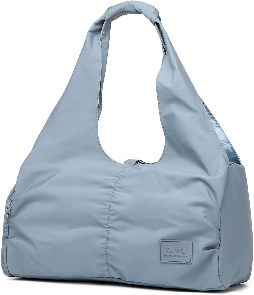 Travel Yoga Gym Bag for Women, Carrying Workout Gear, Makeup, and Accessories, Shoe Compartment and Wet Dry Storage PocketsLargeHaze Blue