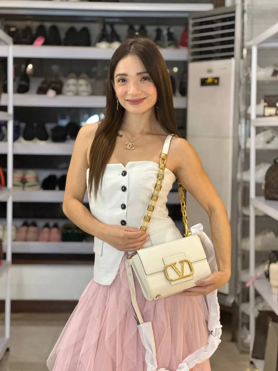 V Studded Shoulder Bag