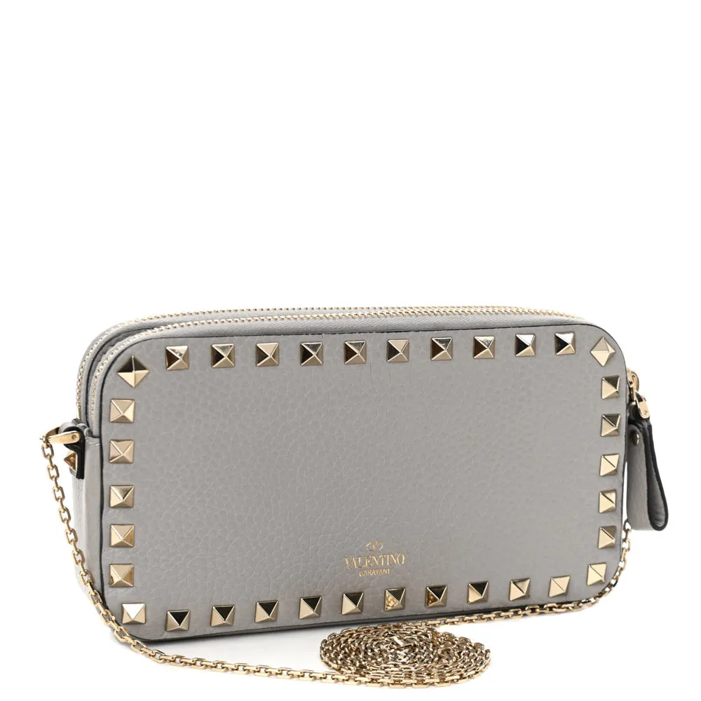 Valentino Pebbled Leather Rockstud Crossbody Bag