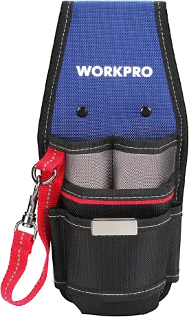 WORKPRO Electrician Tool Pouch, Professional Compact Tool Holder, 1680D Oxford Fabric, 6 Pockets, Zinc Alloy Hook, Durable Utility Tool Bag for Workers, Small Tool Pouch