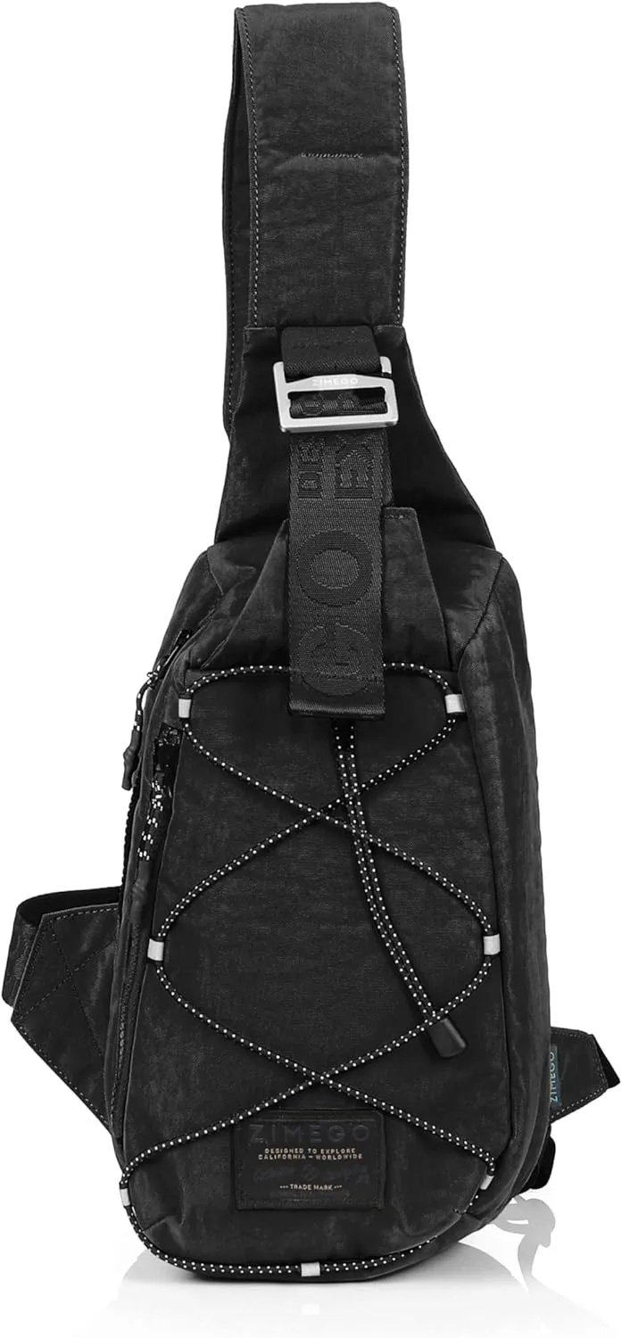 ZIMEGO Tactical Fanny Pack and Crossbody Bag - Utility Sling Bag for Travel and Outdoor, Black